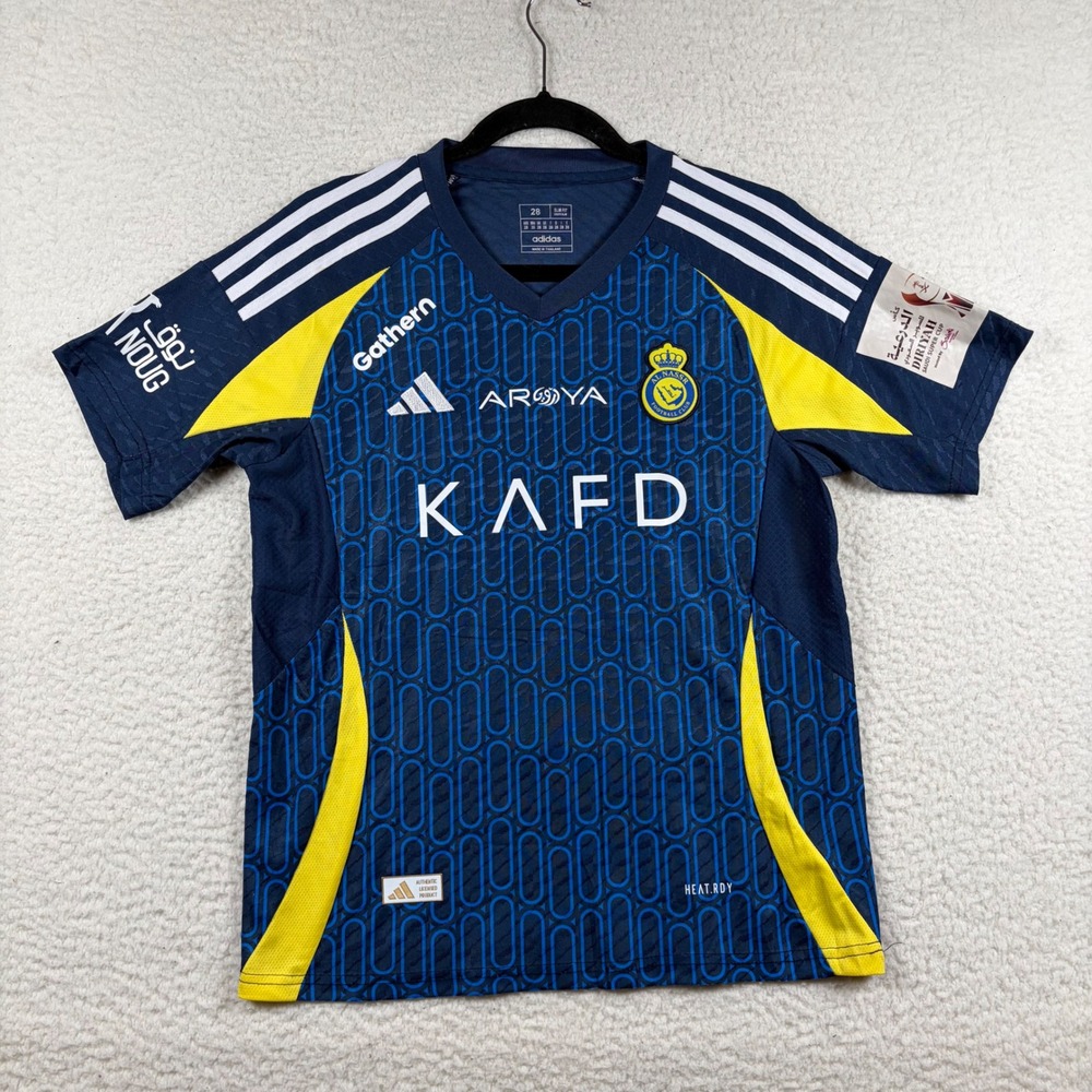 Adidas Al Nassr FC Away Jersey Youth Soccer Shirt 28 Blue Yellow